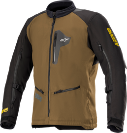 Alpine Star Venture Xt jacket in camel and black, medium size, showing the front view with lightweight, durable fabric.