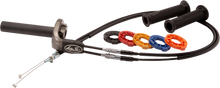 Load image into Gallery viewer, Motion Pro Rev3 motorcycle throttle kit for Kawasaki, featuring black grip and throttle tube with cable connection.