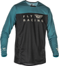 Fly Racing Radium motocross jersey in black, evergreen, and sand with breathable fabric and vibrant design details.
