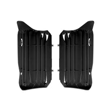 Load image into Gallery viewer, Polisport Plastics Radiator Louvers Hon Black for body panels, showing the black plastic louvers with detailed vents and mounting points.