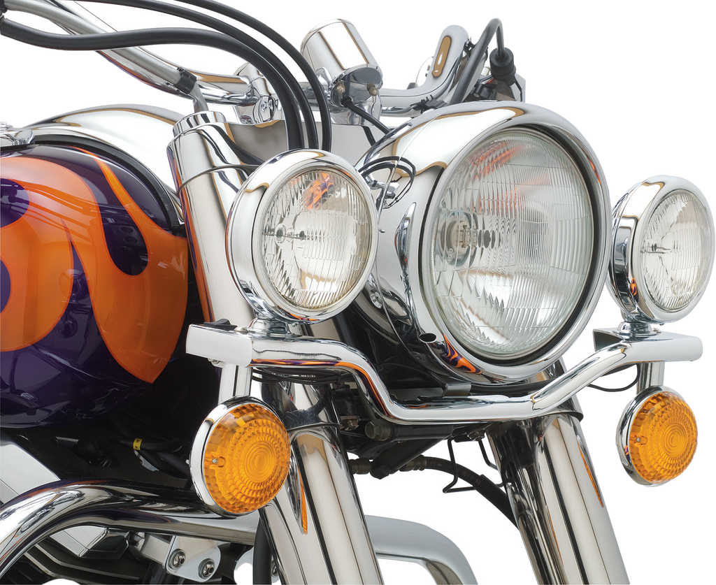Cobra Chrome Light Bar for Yamaha Roadstar 1600/1700 motorcycles, illumination bar with chrome finish and mounting brackets