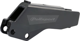 Polisport Plastics black drive chain guide for mountain bikes, model 64-0402, mounted on bicycle frame with chain and sprockets visible.