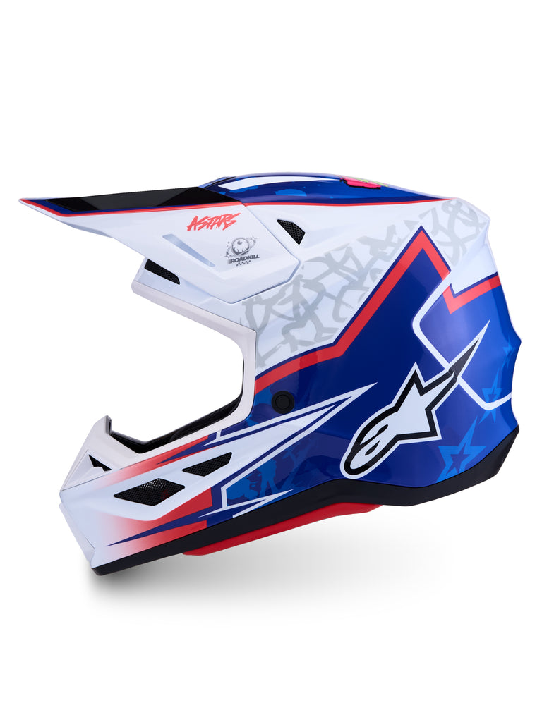 S M7 Blaster Helmet Ece06/Dot Wht/Blue/Red Glossy Xl