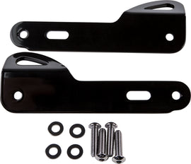 Black HardDrive HardDrive Tie-Down Bracket for 2014-2022 Harley FLHT models, mounted on motorcycle body for secure cargo.