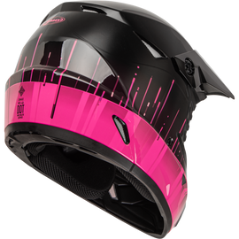 GMAX Youth MX 46Y off-road helmet in black and pink, featuring a durable design and adjustable straps for off-road riding.