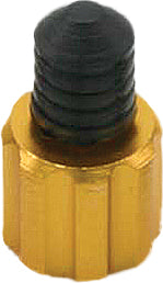 DRC gold air valve caps with wrench, set of two, for bicycle or vehicle tires, featuring durable metal construction.
