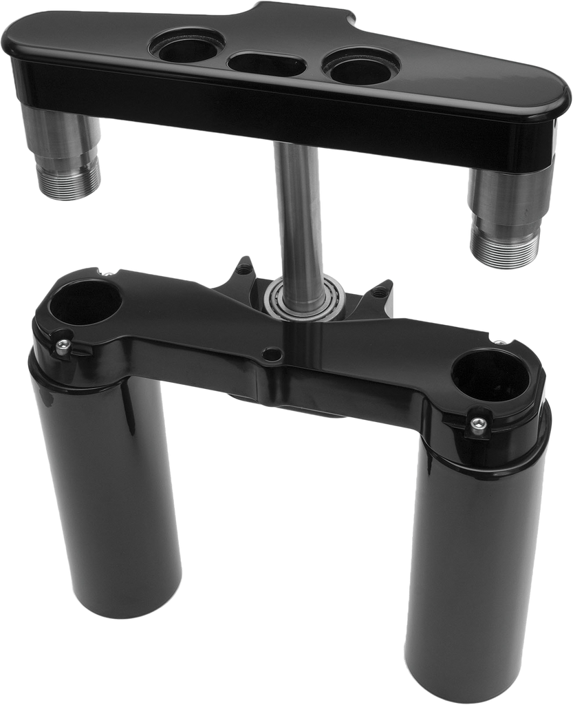 Hawg Halters Inc 4 Degree Raked Triple Trees in black, 41mm, designed for custom motorcycle handlebars.