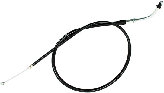 Black vinyl throttle cable from Motion Pro, durable control line for motorcycle throttle systems, with metal fittings at both ends.