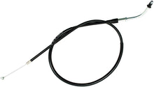 Load image into Gallery viewer, Black vinyl throttle cable from Motion Pro, durable control line for motorcycle throttle systems, with metal fittings at both ends.