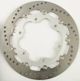 EBC Motorcycle Brakes standard brake rotor 15-1021L showing a metallic disc with vented design for motorcycle braking system.