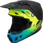 Fly Racing Formula CC Centrum helmet in black, blue, and Hi-Vis with XL size, featuring a sleek design and safety features.