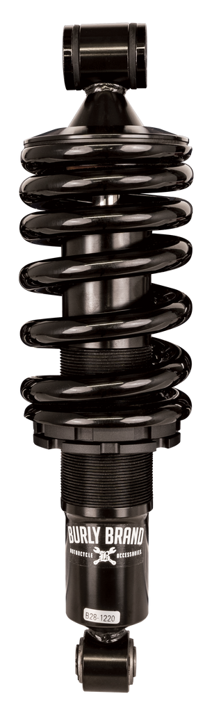 Burly Brand 12.2-inch Slammer Shock for M8 Softail motorcycle suspension, featuring durable construction and coil spring design.