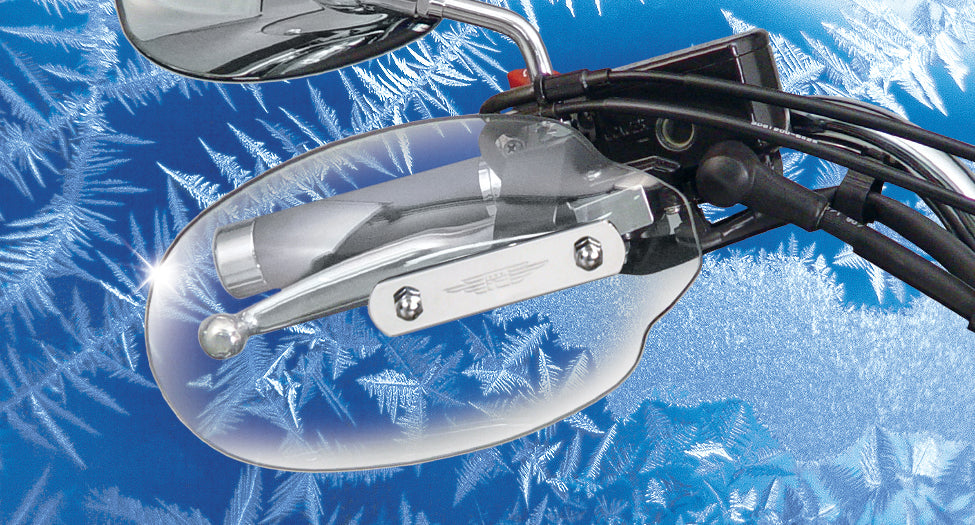 National Cycle clear hand deflector mounted on motorcycle handlebar, designed for protection and visibility.