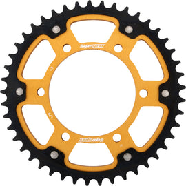 Supersprox rear stealth aluminum and steel 45-tooth off-road motorcycle sprocket for Yamaha models, featuring gold finish.