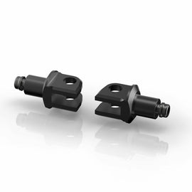 RIZOMA Rider black footpeg mount kit with hardware, designed for motorcycle footrest installation, close-up view.