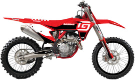 DCOR Racing graphics and decal kit for Gasgas MC 125-450 bikes, featuring bold black design and detailed branding elements.