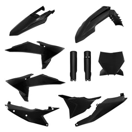 Polisport Plastics full black plastic body kit for motorcycles, part number 64-91615, shown in the image.