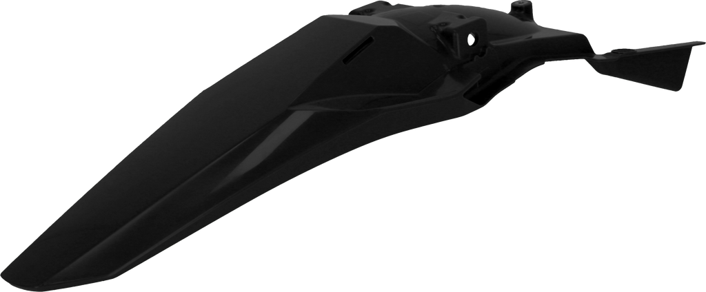 Acerbis rear fender Kaw Black 29835-50001, motorcycle body part, black plastic fender for Kawasaki dirt bikes, close-up view.