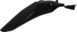 Acerbis black rear fender for Kawasaki motorcycle, made of durable body plastic, shown in close-up on a white background.