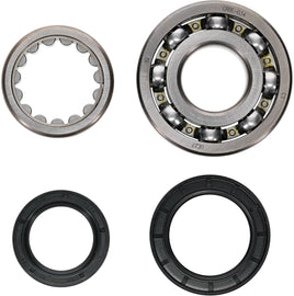 Hot Rods engine main bearing and seal kit, part 421-HR00156, with metal bearings and rubber seals laid out on a white background.