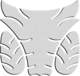 Keiti Honeycomb Clear Tank Pad graphics decal for motorcycles, featuring a modern honeycomb design on transparent background.