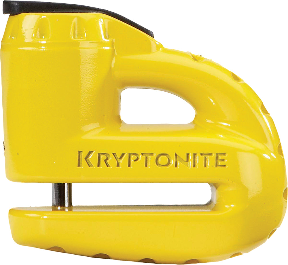 Kryptonite Locks Krypto 5-S disc lock with yellow reminder cable, secure bike lock with key cylinder and compact design.
