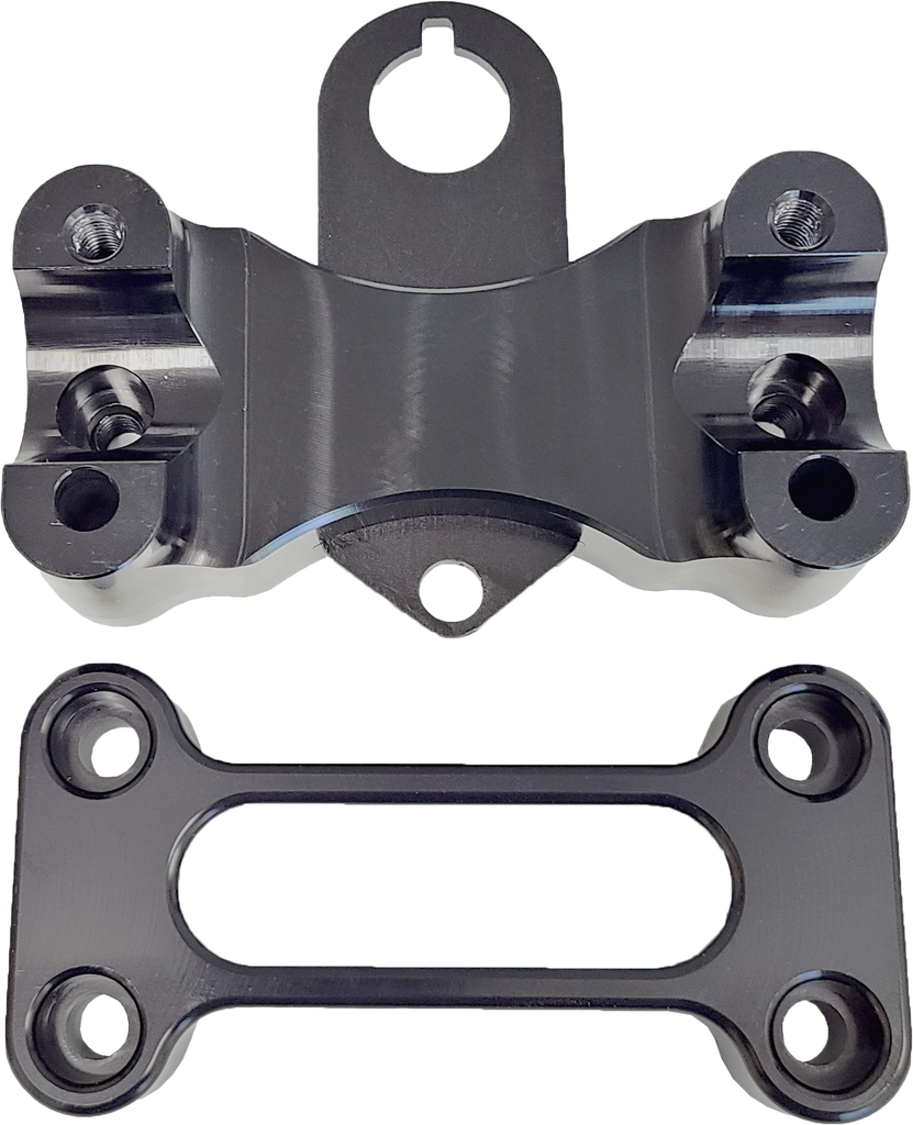 ModQuad 1-1/8-inch handlebar adapter for Raptor 700, fitting stock stems, shown in black with mounting hardware.