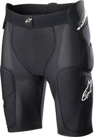 Alpine Star Bionic Action Protection Shorts in black, medium size, showing padded armor and flexible design for motocross or biking.