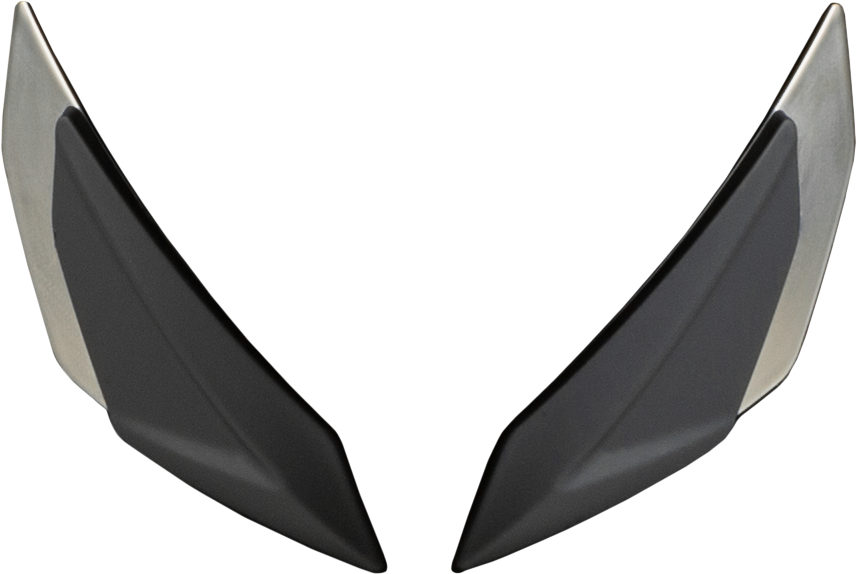 Pair of Fly Racing Sentinel front side vents in charcoal chrome for motorcycle helmets, designed for improved airflow and style.