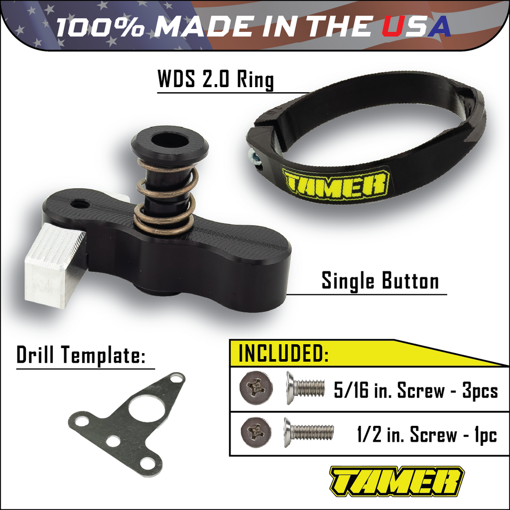 Tamer Single Button Holeshot Device 188-9101 suspension component with a sleek black finish and single button control.