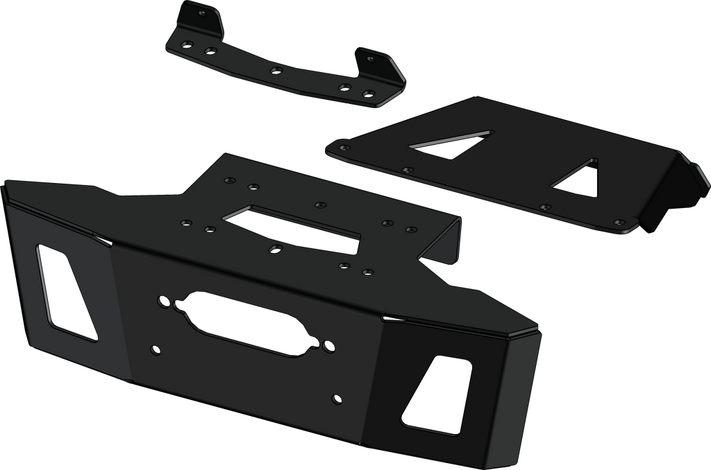 KFI Products UTV winch mount bracket in black, designed for secure installation on off-road vehicles.