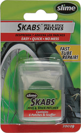 Slime Slime Skabs peel and stick patches, 1-inch size, designed for tools and repairs, shown in a close-up image.