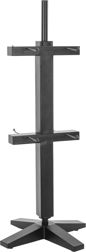 Fly Racing Free Standing Base Glove Display stand showcasing motorcycle gloves in a sleek, black promotional display.