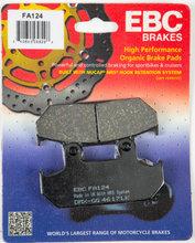 Load image into Gallery viewer, EBC Motorcycle Brakes Brake Pads 15-124, high-performance brake pads for motorcycles, shown in a close-up view with branding visible.