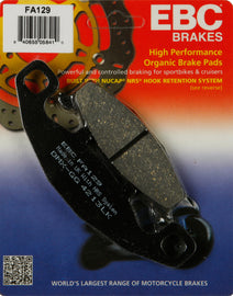 EBC Motorcycle Brakes brake pads 15-129, designed for motorcycle braking systems, showing black brake pad with metal backing.