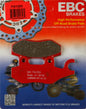 EBC Motorcycle Brakes brake pads set with 15-135X size, showing black friction material and metal backing for effective stopping power.