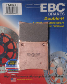 EBC Motorcycle Brakes brake pads model 15-146H with black friction material and metal backing for motorcycle braking systems.