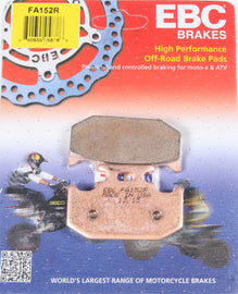 EBC Motorcycle Brakes brake pads 15-152R set, black brake pads with metal backing for motorcycle braking system.