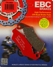 Load image into Gallery viewer, EBC Motorcycle Brakes Brake Pads 15-185X showing metallic brake pad with friction material for motorcycle braking system