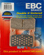 EBC Motorcycle Brakes brake pads 15-265H with metal backing and friction material for optimal stopping power on motorcycles.