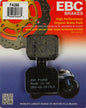EBC Motorcycle Brakes Brake Pads 15-266 showing metal backing and friction material for motorcycle braking system.