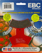 EBC Motorcycle Brakes Brake Pads 15-270X showing close-up of the brake pad with metal backing and friction material.