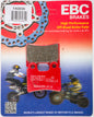 EBC Motorcycle Brakes Brake Pads 15-303X with metal backing plates and friction material for motorcycle brake system performance.