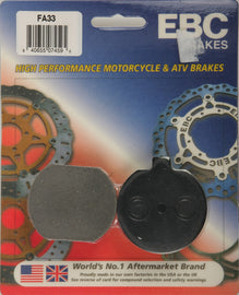 EBC Motorcycle Brakes brake pads set, motorcycle brake components with product code 15-33, showing the brake pads in close-up.