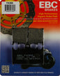 EBC Motorcycle Brakes brake pads 15-366 showing black brake pad with metal clips and detailed packaging in the background.