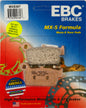 EBC Motorcycle Brakes Brake Pads 15-367MX showing black brake pad with metal backing plate and branding details.