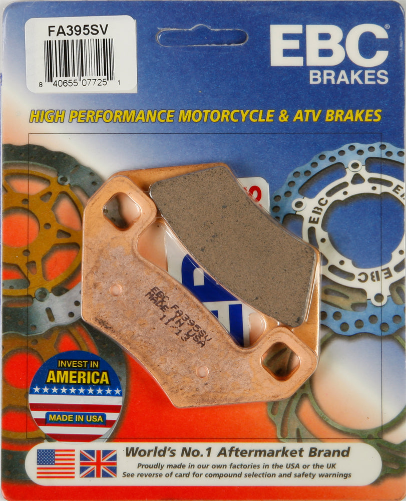 EBC Motorcycle Brakes brake pads 15-395S, high-performance brake pads for motorcycles, shown in a close-up image.