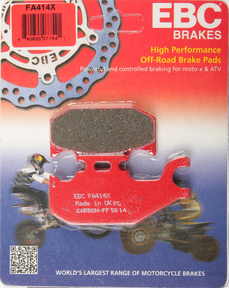 EBC Motorcycle Brakes Brake Pads 15-414X showing close-up of friction surface and brake pad design.