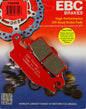 EBC Motorcycle Brakes brake pads 15-444X showing close-up of brake pad with metal backing and friction material for motorcycle braking system.