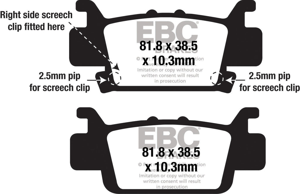EBC Motorcycle Brakes Fa704sv Severe Duty SV Series brake pads installed on motorcycle brake caliper, close-up view of pad surface